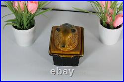 Vintage french boar pate baking form faience 1970 animal