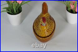 Vintage french chicken pate baking form faience 1970 animal