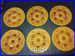 Vintage proceram Set of 6 Oyster Plates French Faience Majolica