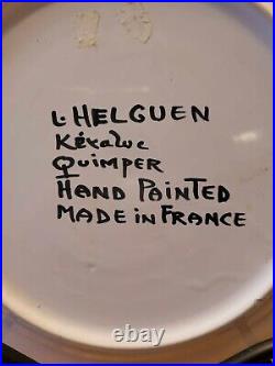 Vtg Keraluc Quimper Plates by Andre L'Helguen, French Faience Hand Painted