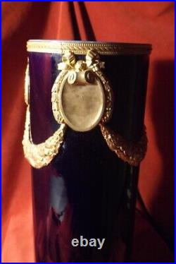 Wonderful French Faience Sevres/PM/Milet Style Bronze Mounted Cylinder Vase