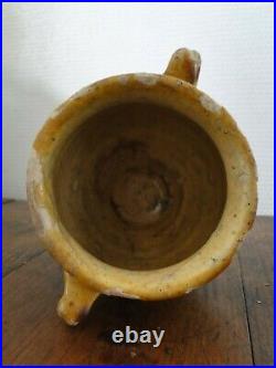 XS French antique art Pottery pot a confit Redware faience yellowware