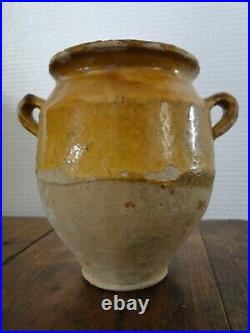 XS French antique art Pottery pot a confit Redware faience yellowware